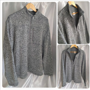 MENS KNIT FLEECE PULLOVER JACKET HEATHER GREY XXL